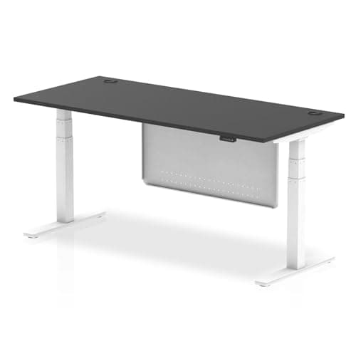 Image of Dynamic Office Solutions OPO Air Height Adjustable Desk with Cable Ports & Steel Modesty Panel, 1200–1800mm, Multiple Top & Frame Colours, Durable MFC, Self Assembly, 10yr Warranty Beech Silver 1200