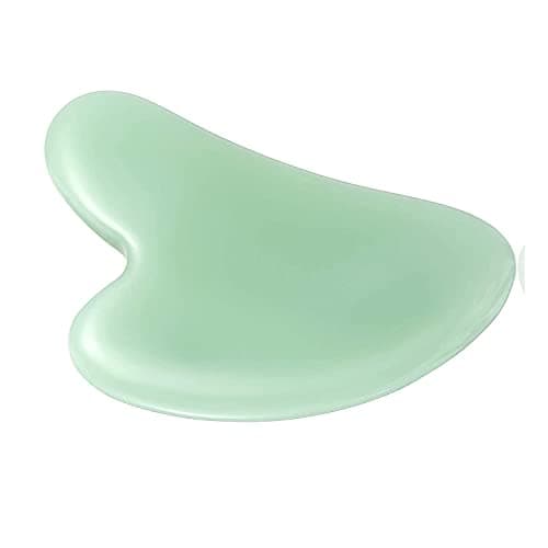 Image of Gua Sha Stone Massage Tool Jade Neck Beauty Slimming Massager for Spa Skin Caring Pain Relief Tool, Face Body Heart Shape (Green 1)