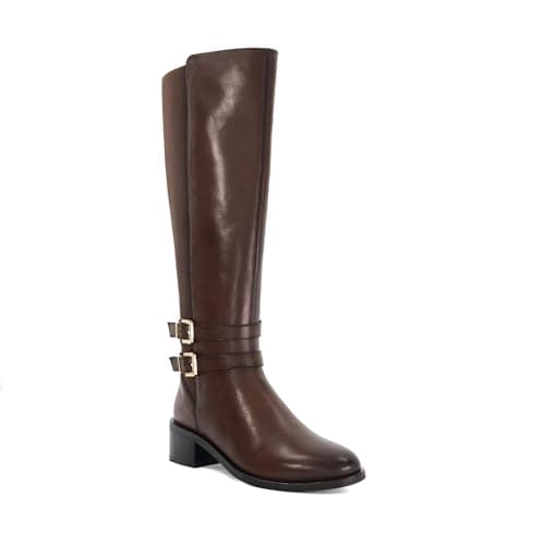 Image of Dune London Ladies TATTER Leather Knee High Riding Boots Size UK 5 Knee High Boots