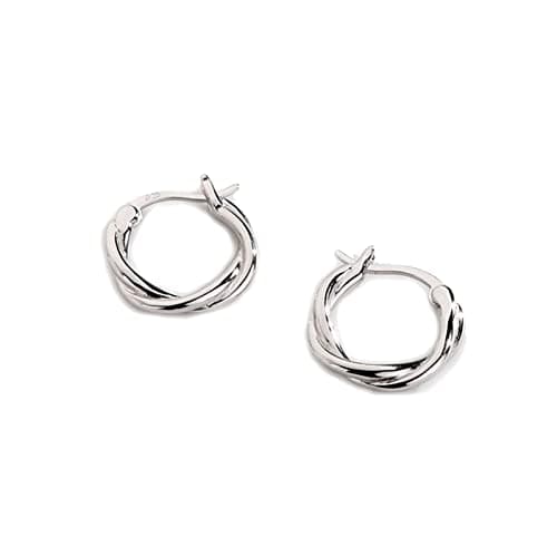 Image of Lieson 925 Sterling Silver Earrings Hoops, Silver Hoop Earrings for Women Twisted Circle Hypoallergenic Earrings Piercing Jewelry