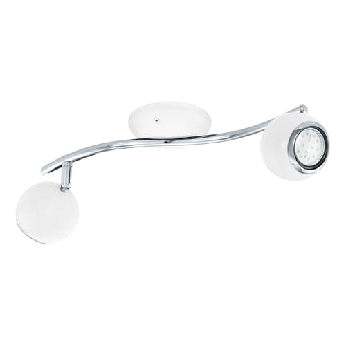 Image of Eglo LED Ceiling Light Bimeda, 2-Light Ceiling Fixture, Metal Spotlight in White and Chrome, Living Room Lamp, Spots with GU10 Bulbs, Warm White