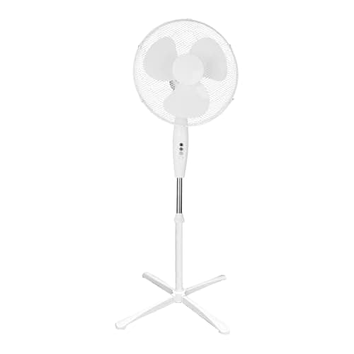 Image of COZYBRITE Pedestal Fan Cooling 16 inch Standing Electric Oscillating Floor Fans with 3 Speed Setting Adjustable Height Tilt Angle for Living Room Bedroom Home Use FS40-3 (White)