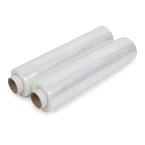 Image of Straame Heavy Duty Strong Pallet Wrap Cling Film Packaging for Industrial, House Moving, Packing, Furniture Wrapping, Storage - Tear Resistant - Water & Moisture Proof 400mm x 250m (Clear, 2 Rolls)
