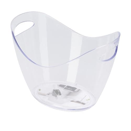 Image of Clear Plastic Champagne Bucket with Handles | Oval Drinks Ice Bucket Party Cooler for Wine, Beer & Cans | Ideal for Celebrations, BBQs & Gatherings