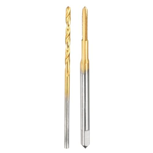 Image of sourcing map Tap and Drill Bit Set, 1pcs M2 x 0.4 Straight Flute Thread Screw Tap & 1pcs 1.6mm Twist Drill Bit, Titanium Coated HSS-6542 Tapping Threading Tool Kit