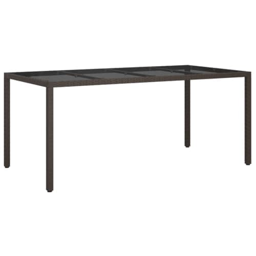 Image of vidaXL Modern Poly Rattan Garden Table with Glass Top - Outdoor Patio Furniture - Durable Steel Frame - Brown (190x90x75 cm)