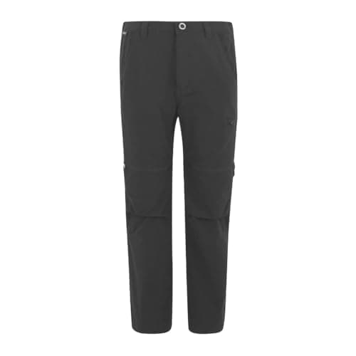 Image of Regatta Junior Highton Stretch Zip Off Trousers Water Repellent Hiking Walking 2-1 Pants Dark Grey