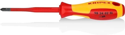 Image of KNIPEX Screwdriver (Slim) for Cross-Recessed Screws Phillips Insulating Multi-Component Handle, VDE-Tested 212 mm, 98 24 02 SL