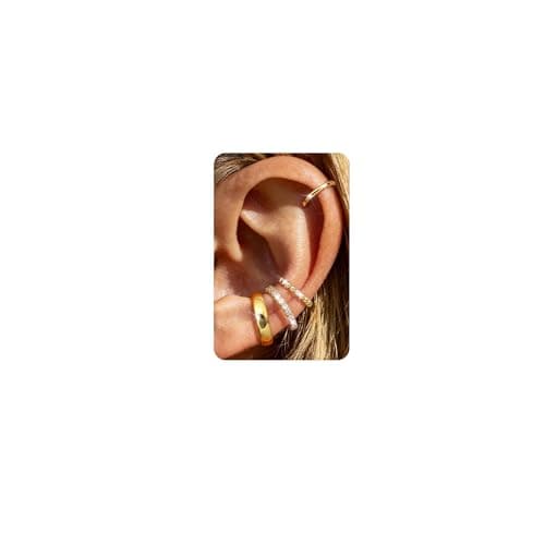 Image of Morfetto Ear Cuff No Piercing for Women - 4Pairs 14K Gold Plated Clip On Earrings Stacks Fake Cartilage Helix Earrings Fake Ear Piercings for Sensitive Ears Gold-Classic