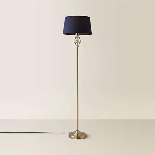 Image of MiniSun | Traditional Style Nickel Twist Floor Lamp with a Navy Blue Tapered Light Shade | Floor Lamps & Torchieres, Home Décor & Improvement Essential