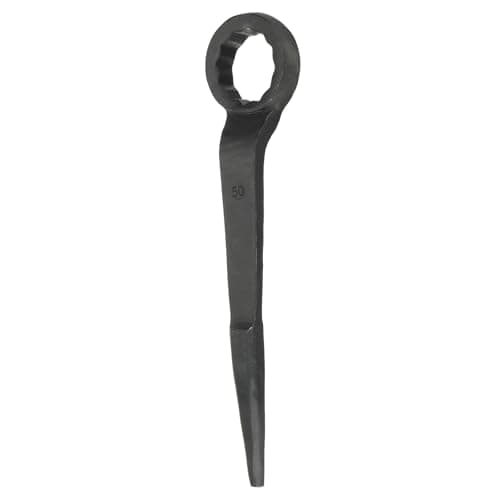 Image of sourcing map Single Head Box Wrench 50mm 45# Steel Blackening Metric Striking Wrench Offset Single Head Box End Ring Type Impact Hand Spanner with Pointed Tail for Repair Maintenance, Black