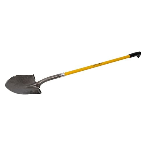 Image of Roughneck Heavy Duty Shovel with Long Handle and Sharp Serrated Edge for Slicing Through Roots, Fibreglass shaft with Contoured Grip, ROU68044 – Blade 300mm x 225mm, Total Length 1460mm/57½″