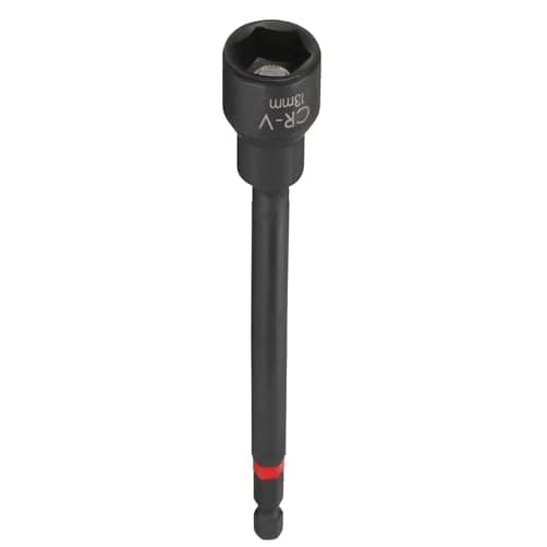 Image of sourcing map Nut Driver Drill Bit 13mm Metric Socket 1/4" Hex Shank 6" (150mm) Long Magnetic 6-Point Sockets Quick Change Phosphated CR-V Steel Bolt Setters for Power Drill Drivers, Black