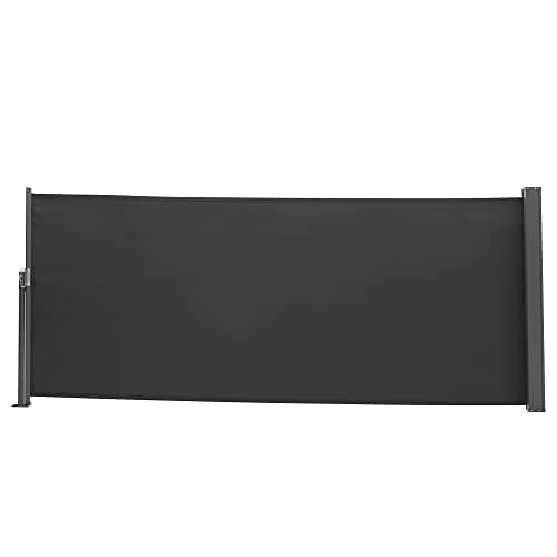 Image of The Fellie Dark Grey Retractable Side Awning, Wind, UV Protection and Weatherproof PU Coating for Outdoor Privacy Screen for Garden, Balcony, Terrace, 100 x 300 cm