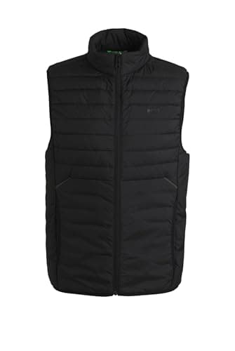 Image of BOSS Mens V Thor 2 Water-Repellent Gilet with Tonal Logo Black