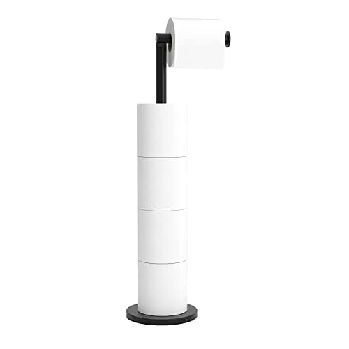 Image of Free-standing Toilet Roll Holder, Stainless Steel Bathroom Roll Holder Stand, Anti Rust Pedestal Toilet Paper Storage Dispenser