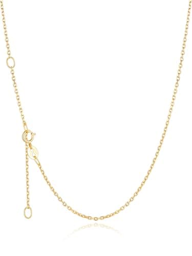 Image of Silvora Gold Plated S925 Sterling Silver Chain Necklace 1.5mm Thin Cable Rolo Chain Adjustable Strong 18" Inch, Great for Pendants or Layer