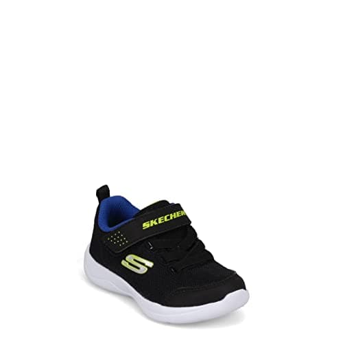 Image of Skechers Baby Boy's Skech-Stepz 2.0 Mini Wanderer Sneakers, Black Textile/Synthetic/Blue & Lime Trim, 11 UK Child