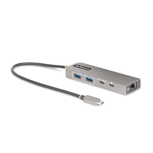 Image of StarTech.com 3-Port USB-C Hub, 2.5 Gbps Ethernet, 100W PD Pass-Through Port, USB 3.2 10Gbps, 2x USB-A/1x USB-C, Portable Hub
