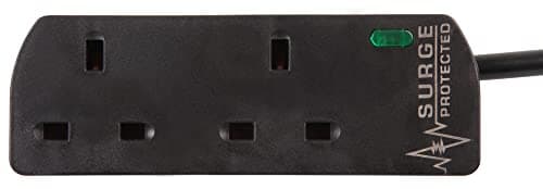 Image of PRO ELEC PELB1952 2 Gang Extension Lead Surge Protected Black, 2m