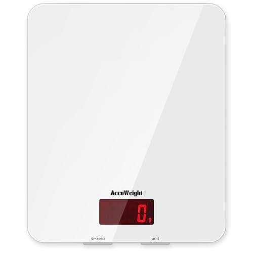 Image of ACCUWEIGHT 201 Digital Kitchen Scales Food Scale with Tempered Glass Platform Electronic Cooking Scales with Backlit LCD Display Multifunctional Scale for Home Office Use, 5kg,11lb