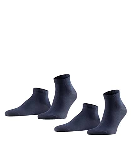 Image of FALKE Men's Happy Double Pack M Sn Cotton Low-Cut Plain 2 Pairs Trainer Socks, Blue Dark Navy 6375, 5.5-8