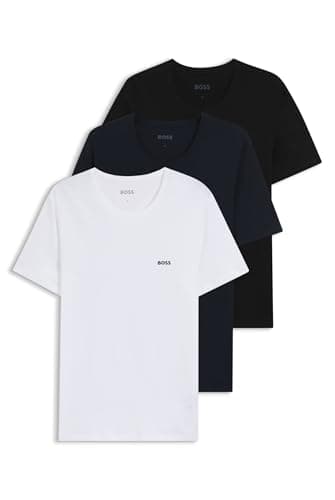 Image of BOSS Mens Tshirt RN 3P Classic Three-Pack of Cotton Underwear T-Shirts with Logos