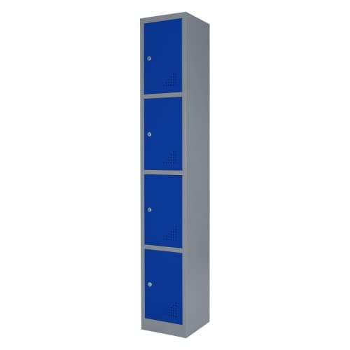Image of The Workplace Depot 4 Door Steel Locker – Durable, Ventilated & Lockable 1800mm Storage Solution with Corrosion-Resistant Finish – Ideal for Offices, Warehouses & Staff Changing Rooms (4 Door, Blue)