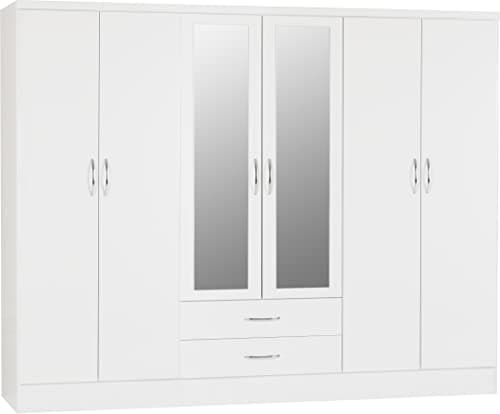 Image of Seconique Nevada 6 Door 2 Drawer Wardrobe in White Gloss
