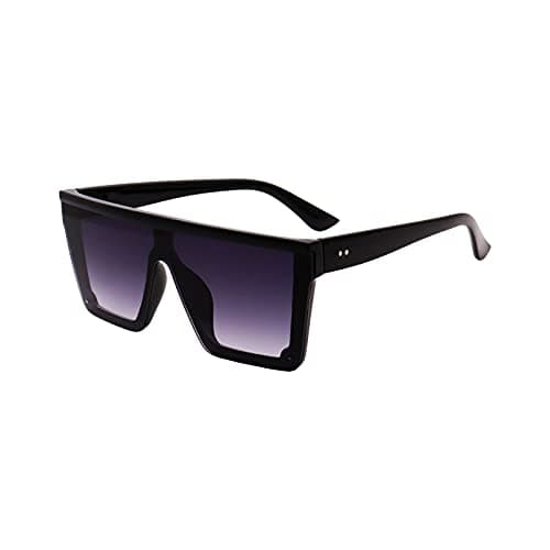 Image of FOURCHEN Square Oversized Sunglasses for Women Men Fashion Flat Top Big Frame Shades (grey lens)