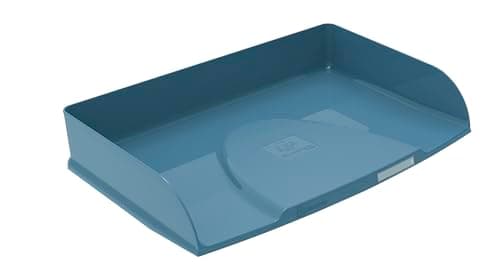 Image of Exacompta - Ref 10570D - 1 horizontal letter tray Combo Styli Autentik - for filing landscape documents - label holder included - stackable - size 25.5x36.5x6.5cm - blue grey