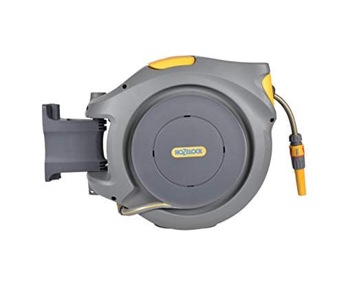 Image of Hozelock Pro | 20M Auto Reel | Inc: 20M Garden Hosepipe, 3-in-1 Nozzle, Connector Set, Fittings | Wall Mounted | Assembled | Automatic Rewind & Layering | 180° Pivot | For Medium Gardens