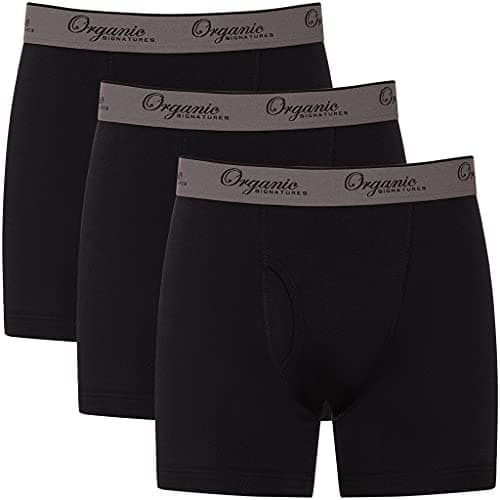 Image of Organic Signatures 3-pack Soft Comfortable Mens 100% Organic Cotton Boxer Briefs, Black, Medium