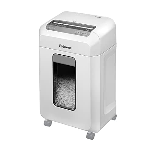 Image of Fellowes 12 Sheet Paper Shredder for Office - Mini Cut Shredder with Auto Reverse & SafeSense Technology - Powershred 12Ms Office Shredder with 23L Pull-Out Bin - DIN Level P4 - Amazon Exclusive