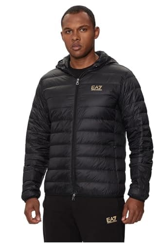 Image of EA7 Men's Woven Down Jacket, Black/Gold, XL