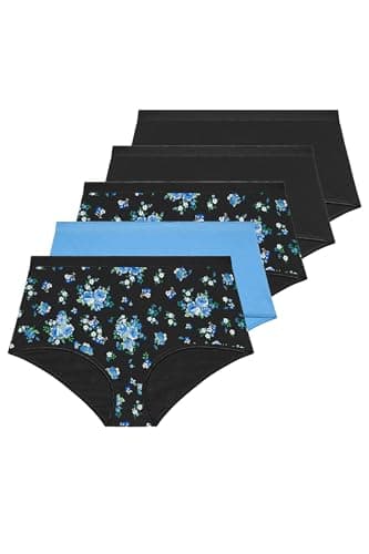 Image of Yourset 5 Pack Curve Floral Full Briefs - Women's - Plus Size Curve Black