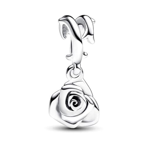Image of Doyafer Rose Pendant 925 Sterling Silver Charm fit Women's Bracelet Necklace Charms Pendant for Mother's Gift