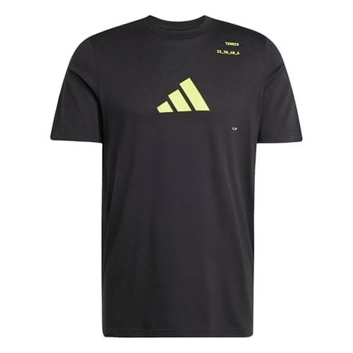 Image of adidas Men's AEROREADY Tennis Category Graphic Tee, Black/Lucid Lemon, XXL
