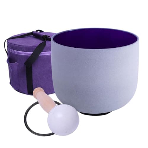 Image of ENERGYSOUND 432 Hz Perfect Pitch A 3rd Eye Chakra Indigo Color Frosted Quartz Crystal Singing Bowl 8 inch (20 cm)+ Carrier bag mallet &O-ring included