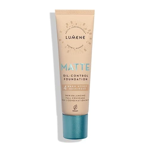 Image of Lumene Matt Control Oil Free Foundation for Oily and Combination Skin Full Coverage with Arctic Cloudberry 30 ml / 1.0 Fl.Oz. (4 Warm Honey)