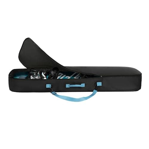 Image of Navaris Snowboard Bag for Men and Women - 157 cm - with Side Pocket & Adjustable Straps - for Easy Snowboard Carrying - Black & Light Blue
