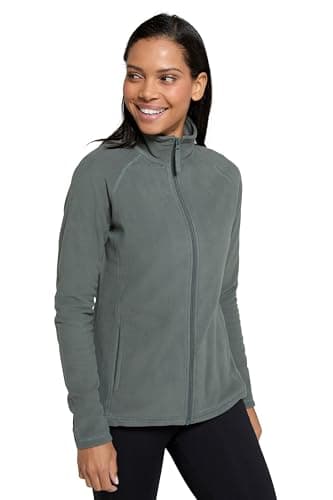 Image of Mountain Warehouse Raso Womens Fleece - Soft Touch Ladies Sweater Top with Full Zip, Microfleece - Best for Spring Summer Daily Use, Outdoors & Travelling Khaki Women's Size 14