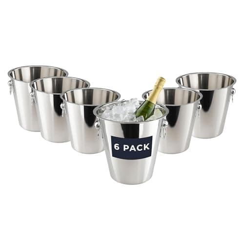 Image of Chabrias Ltd 6 Pack 5 Litre Champagne Wine Ice Bucket, Ice Bucket, Champagne Bucket, Beer Cooler, Drinks Cooler, Wine Bucket, Ice Buckets, Wine Cooler Bucket, High Polished Stainless Steel