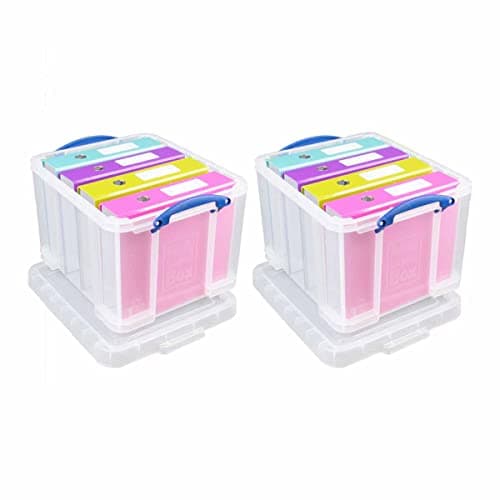 Image of Really Useful 35 Litre Plastic Storage Boxes - Clear (Pack of 2)
