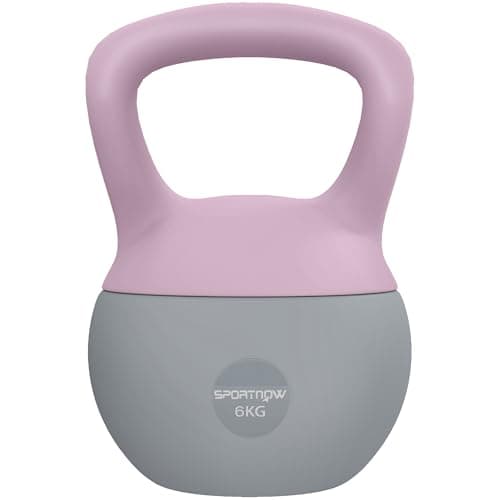 Image of SPORTNOW Soft Kettlebell, 6kg Kettle Bell with Non-Slip Handle for Home Gym Weight Lifting and Strength Training, Purple and Grey