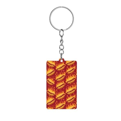 Image of Hot Dog Flaming Funny Acrylic Keychain Personal Key Chain Bag Car Keys Accessories Gifts for Women Men