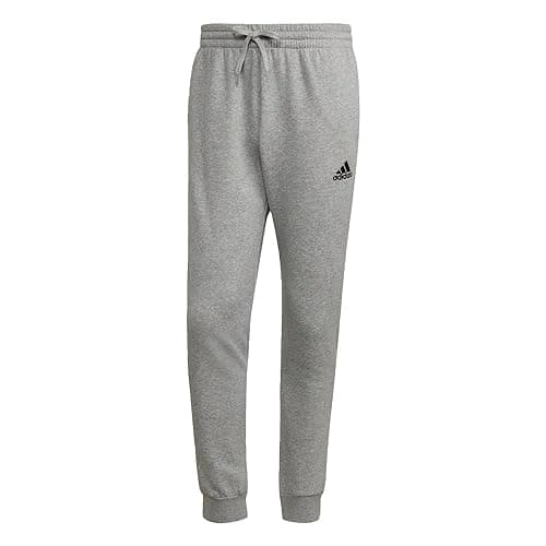 Image of adidas Men's Essentials Tapered Pants, Medium Grey Heather/Black, Small
