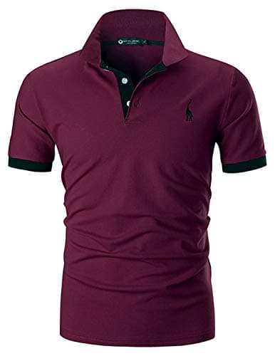 Image of STTLZMC Mens Casual Short Sleeve Polos Tennis Golf Classic Polo Shirts,Wine Red,XL