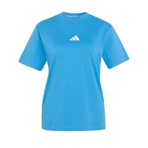 Image of adidas Women's Essentials 3-Stripes Cotton T-Shirt, ray Blue/White, M