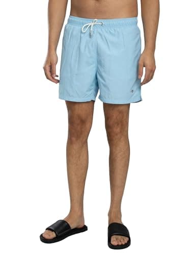 Image of GANT Men's Logo Swim Shorts, Sky Blue, 3XL